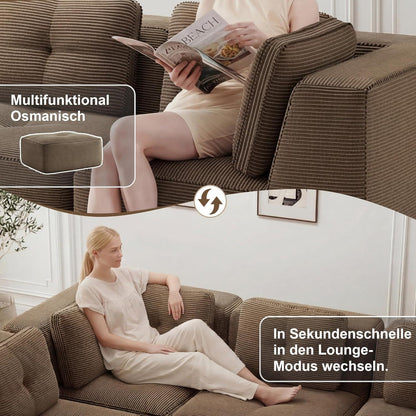Modulares Ecksofa Braun 177x382 cm – Boneless Cordstoff Couch