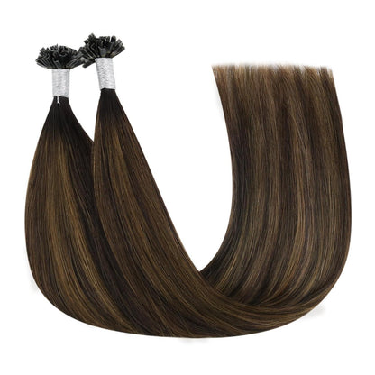 Echthaar Bonding Extensions Braun Ombre 45cm 50g