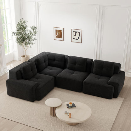 Modulares Ecksofa Schwarz 177x382 cm – Boneless Cordstoff Couch