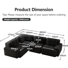 Modulares Ecksofa Schwarz 177x382 cm – Boneless Cordstoff Couch