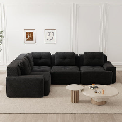 Modulares Ecksofa Schwarz 177x382 cm – Boneless Cordstoff Couch