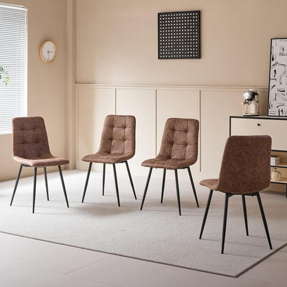 Moderner Esstisch Set mit 4 Sesseln – 100cm in Lederoptik