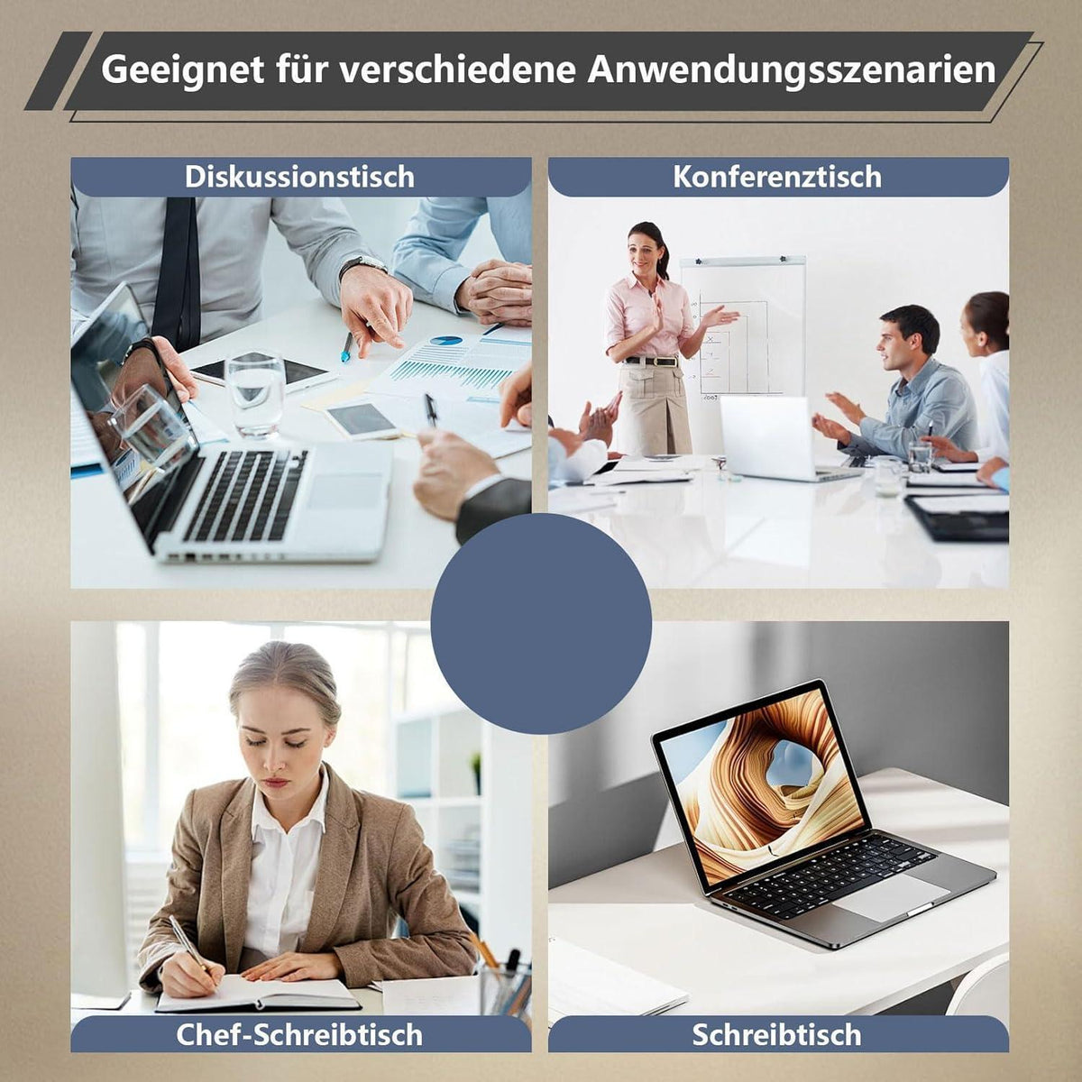 Erweiterbarer Konferenztisch Modular | 320 cm | Schwarz-Weiß