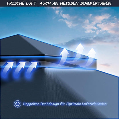 Gartenpavillon 3x3m mit Moskitonetzen & UV-Schutz