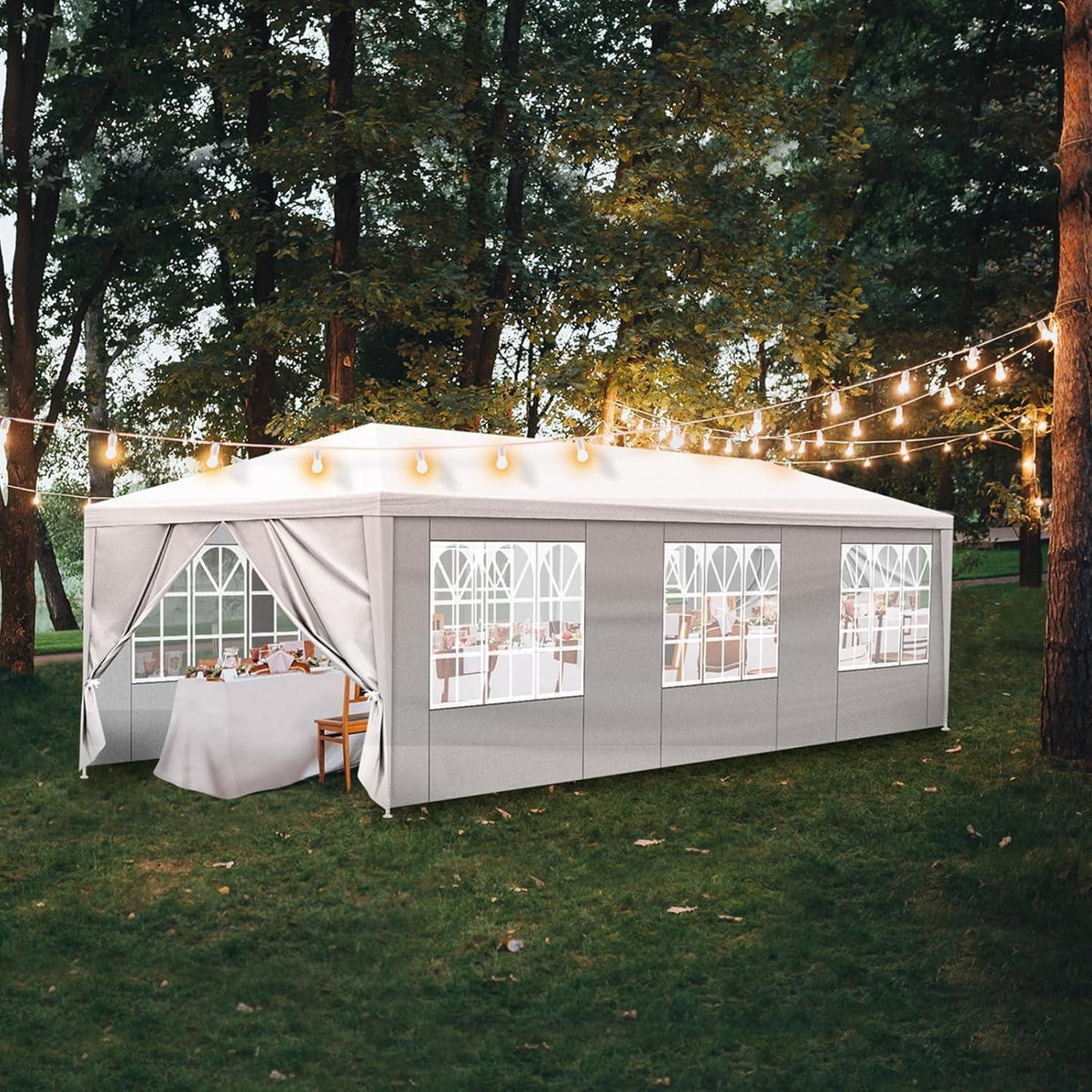 Wasserdichter Gartenpavillon 3x9m mit UV-Wänden – Partyzelt für Hochzeiten