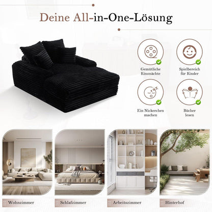 Cord Schlafsofa mit 4 Kissen – Ultraweiches Relaxsofa & Bett