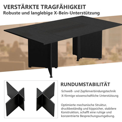Modularer Konferenztisch, Erweiterbar für 4-12 Personen, Schwarz & Dunkelgrau