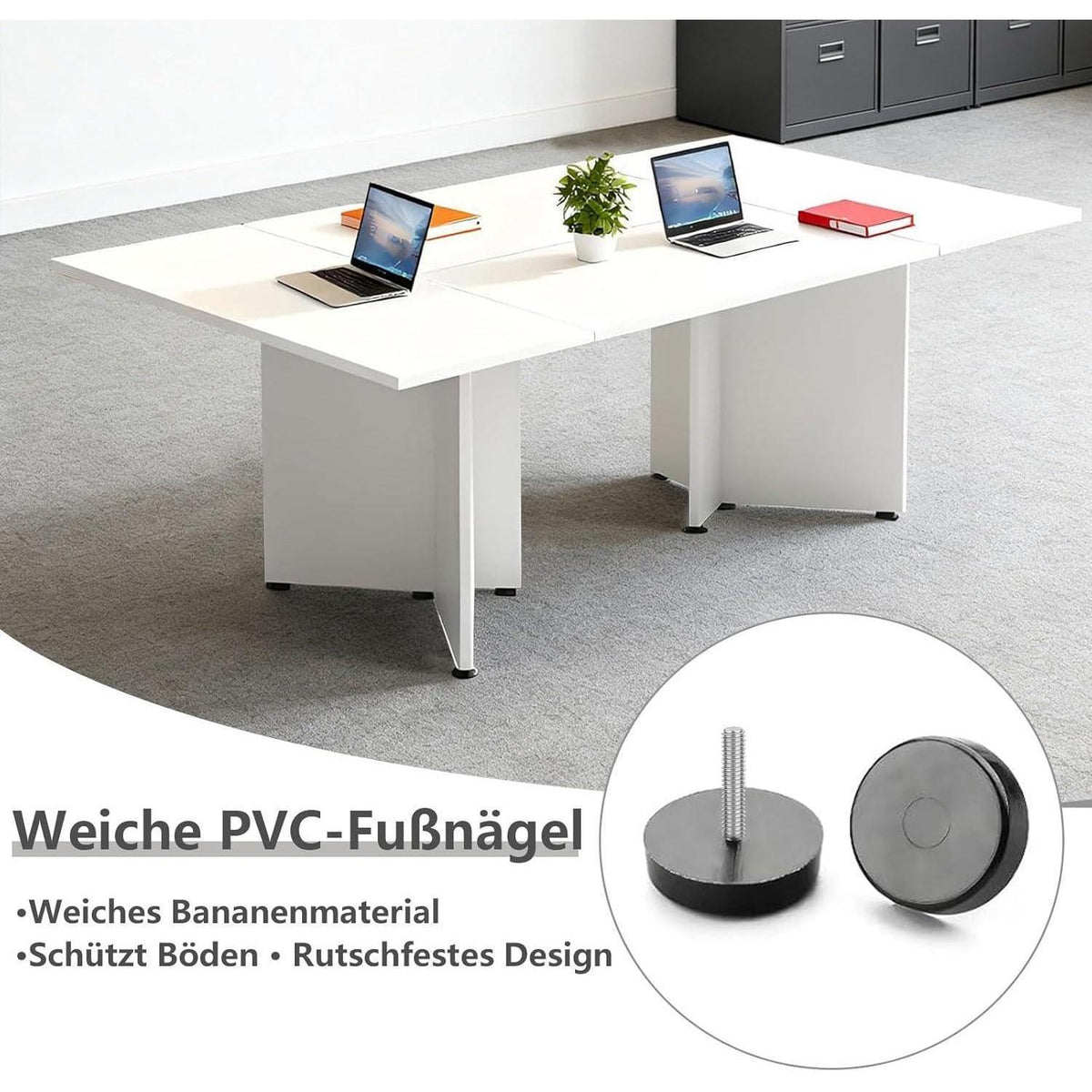 Modularer Konferenztisch, Erweiterbar für 4-12 Personen, Schwarz & Dunkelgrau