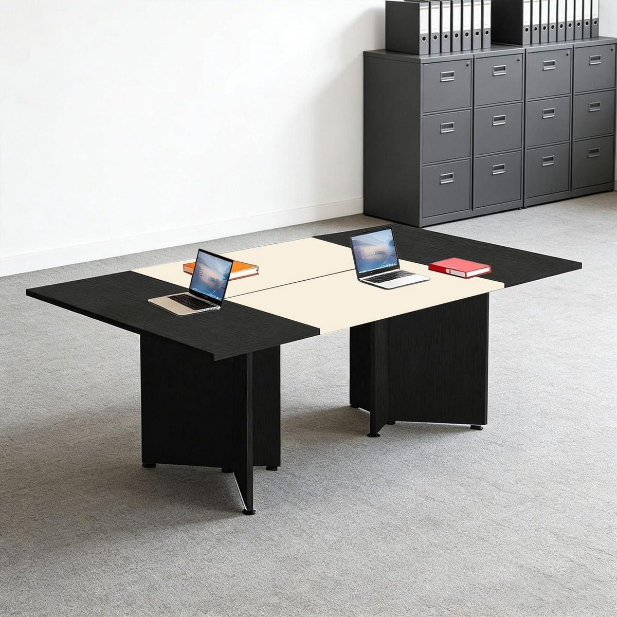 Erweiterbarer Konferenztisch Modular | 320 cm | Schwarz & Beige