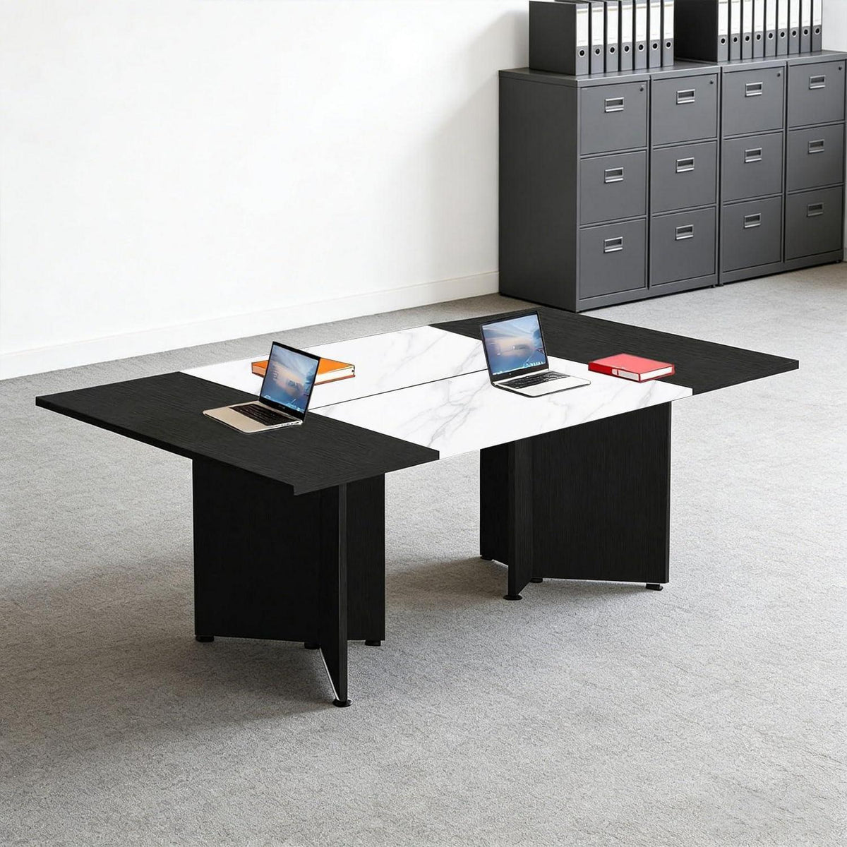 Erweiterbarer Konferenztisch Modular | 240 cm | Schwarz-Weiß