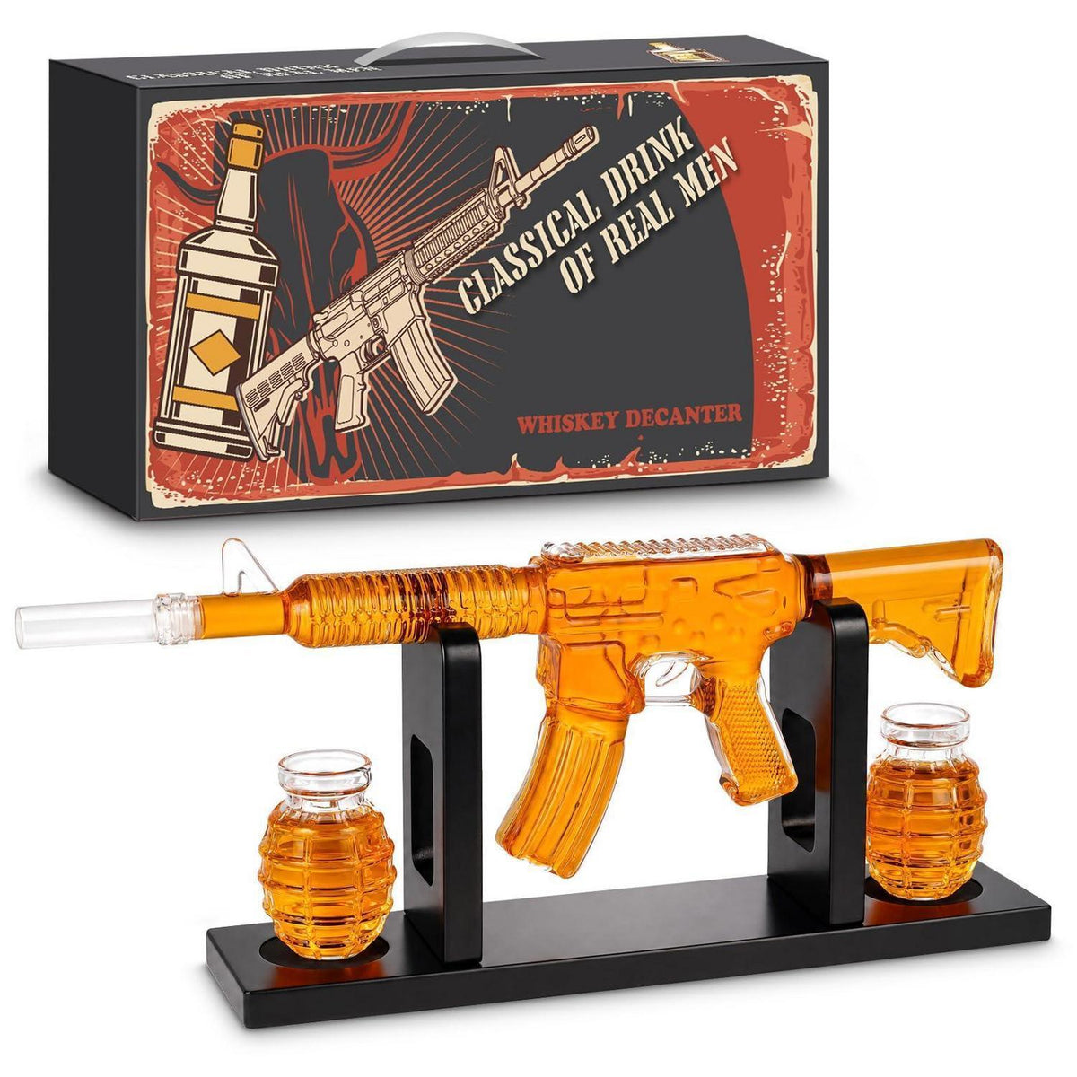 Whiskey Dekanter Set mit Gläsern & Trichter – Geschenk für Männer