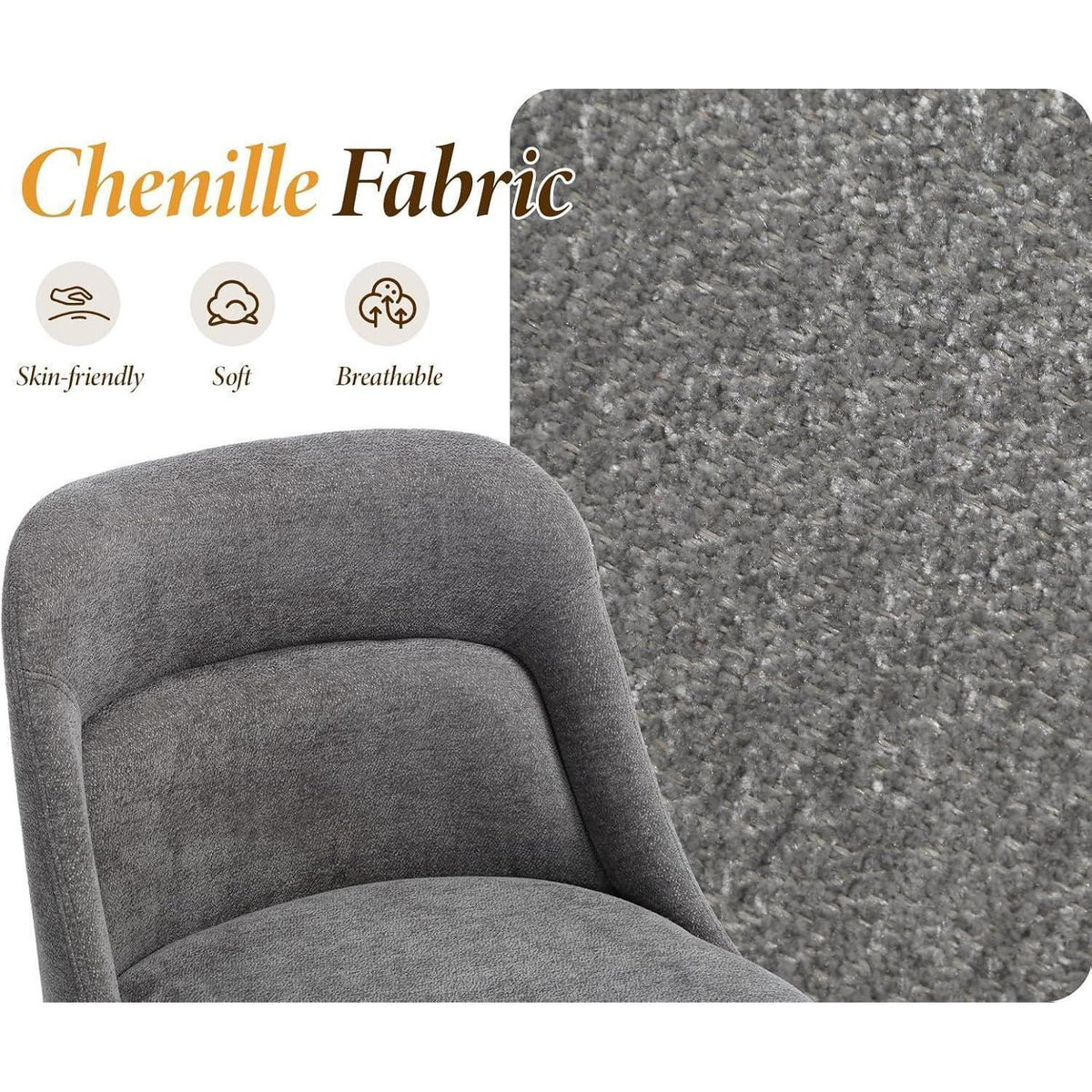 Moderner Esszimmerstuhl Set Grau mit Lendenstütze & Chenille