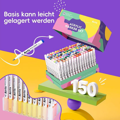Acrylmarker Pinselspitze 150 Farben – Wasserfest & Vielseitig