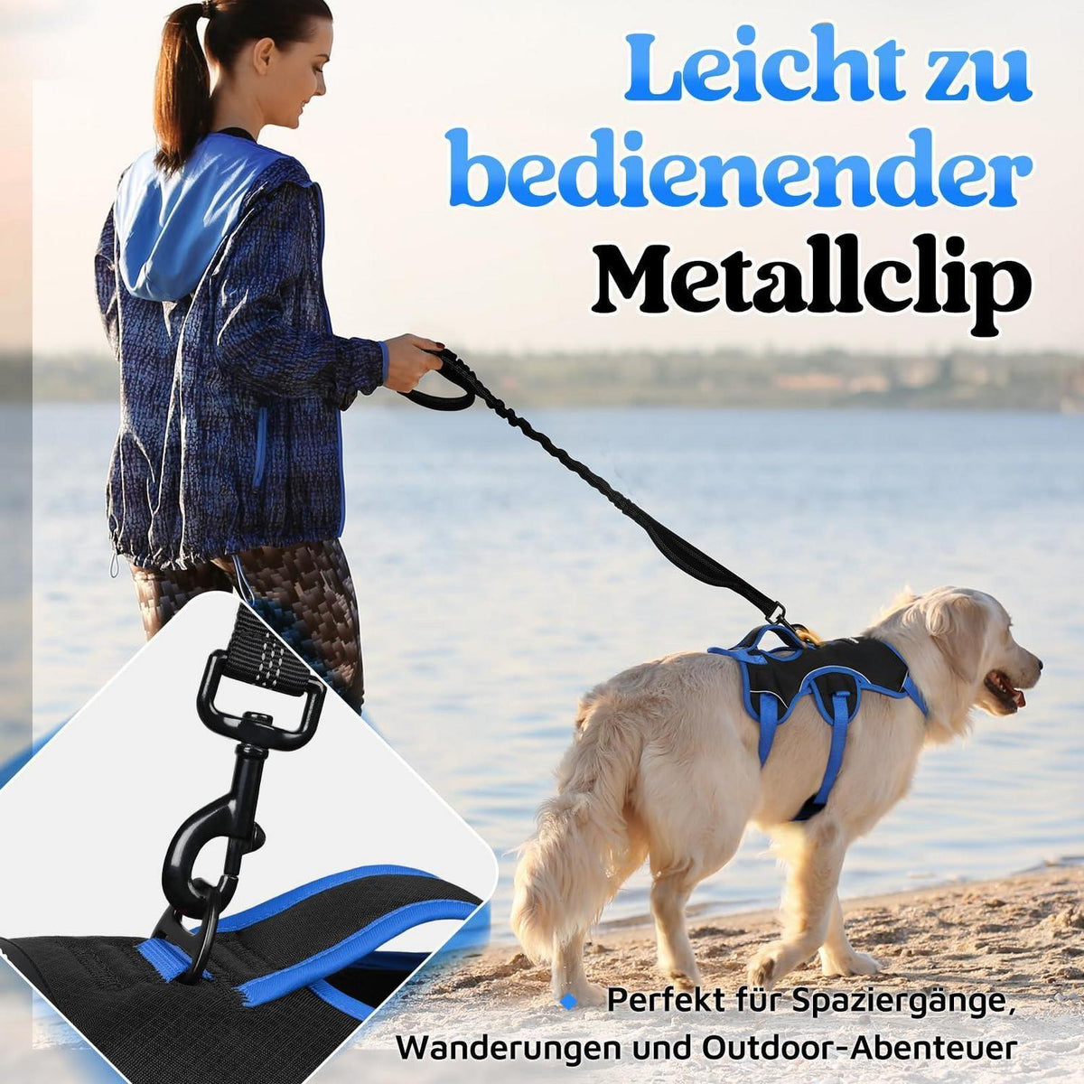 Hundegeschirr Brustgeschirr Groß Hunde Schwarz & Marineblau L