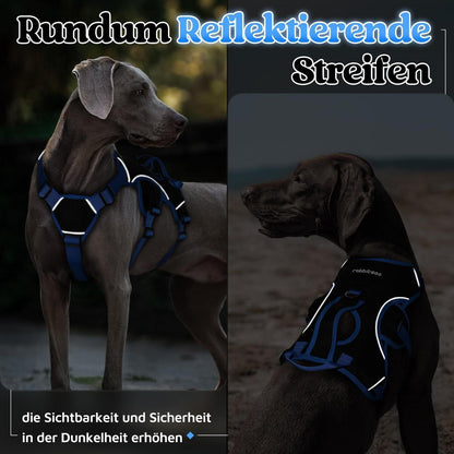 Hundegeschirr Brustgeschirr Groß Hunde Schwarz & Marineblau L