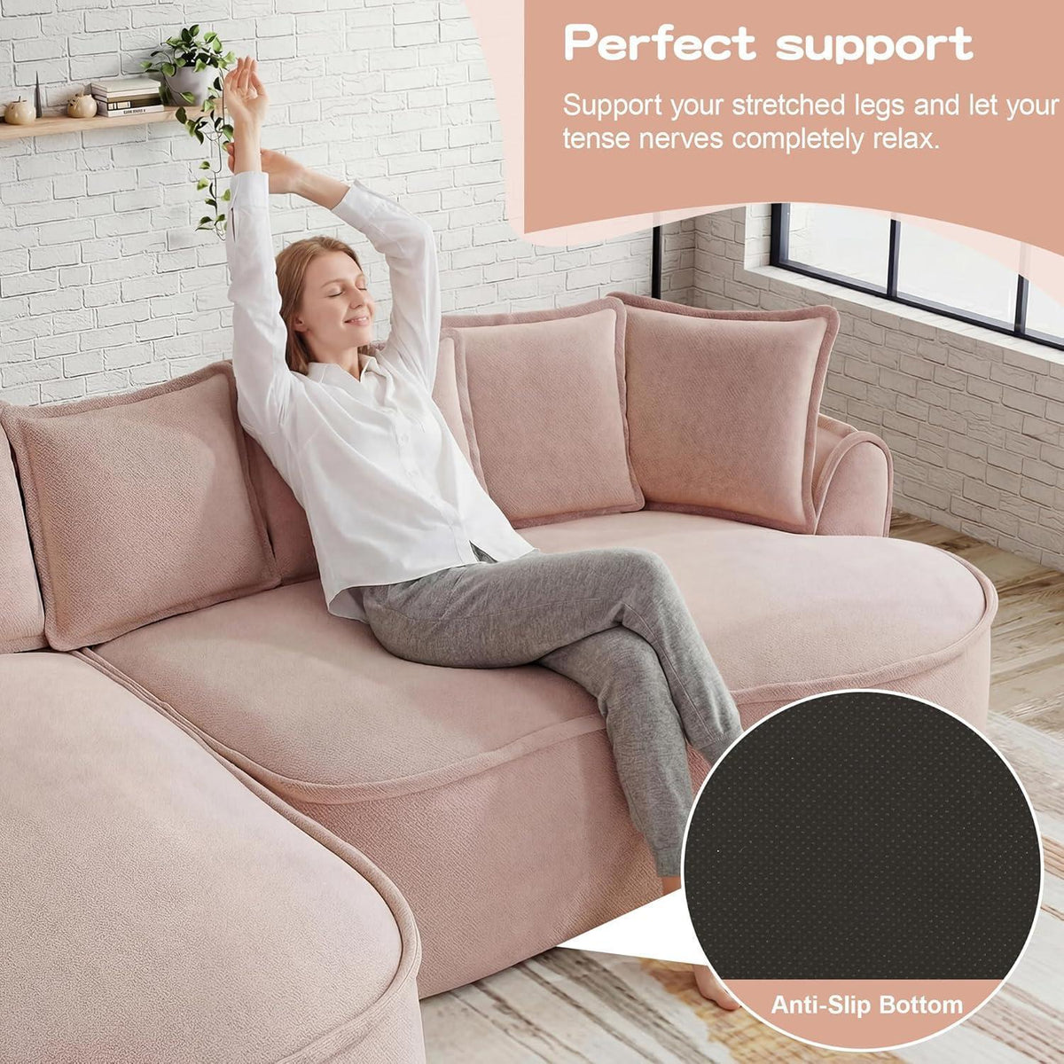 Modulares Chenille Sofa – Tiefes Sitzgefühl & Kein Aufbau Rosa
