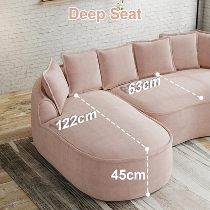 Modulares Chenille Sofa L-Form mit Chaiselongue – Hellbraun