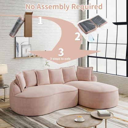 Modulares Chenille Sofa L-Form mit Chaiselongue – Hellbraun
