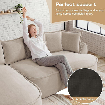 Modulares Chenille Sofa – Rahmenlos, Tief & Bequem (4-Sitzer)