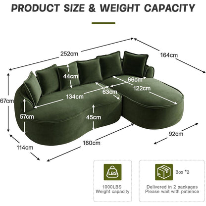 Modulares Chenille-Sofa mit Chaiselongue & extra Tiefe