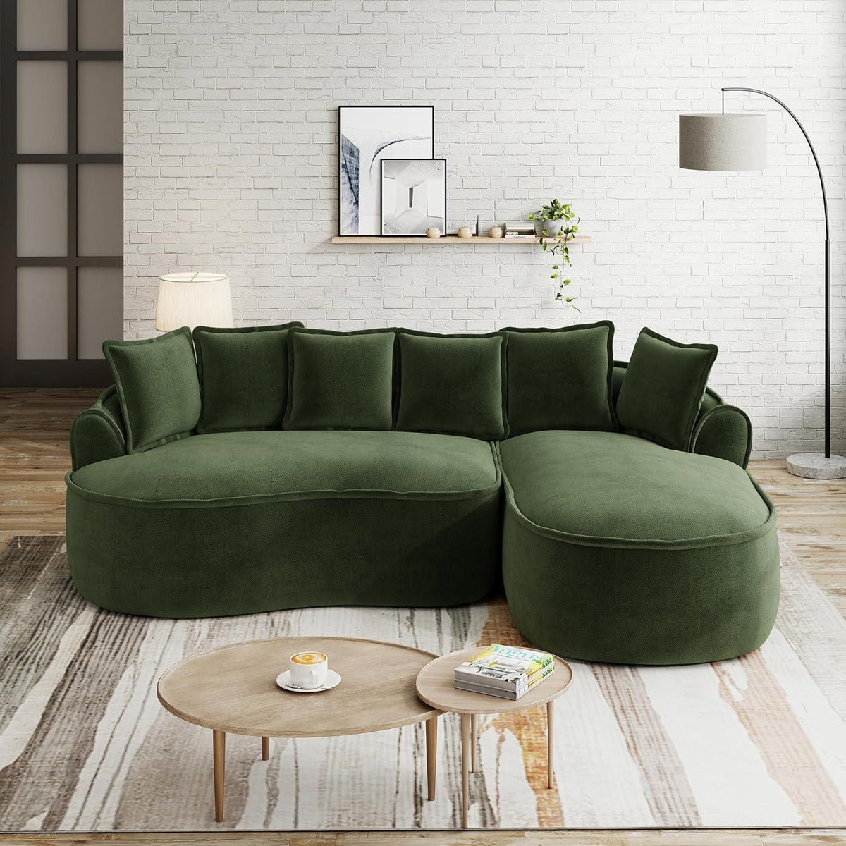 Modulares Chenille-Sofa mit Chaiselongue & extra Tiefe