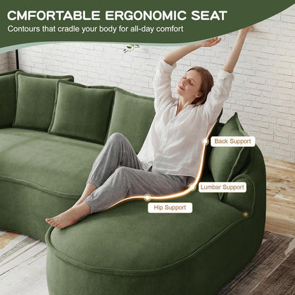 Modulares Chenille-Sofa mit Chaiselongue & extra Tiefe