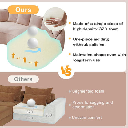 Modulares Chenille Sofa L-Form mit Chaiselongue & Kissen Rosa