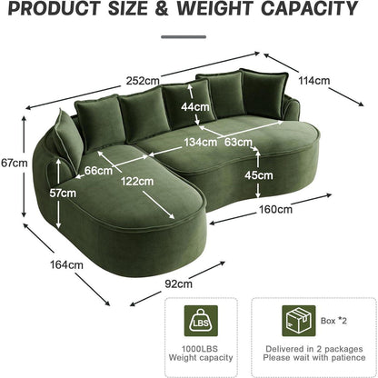 Modulares Chenille-Sofa mit Chaiselongue & extra Tiefe