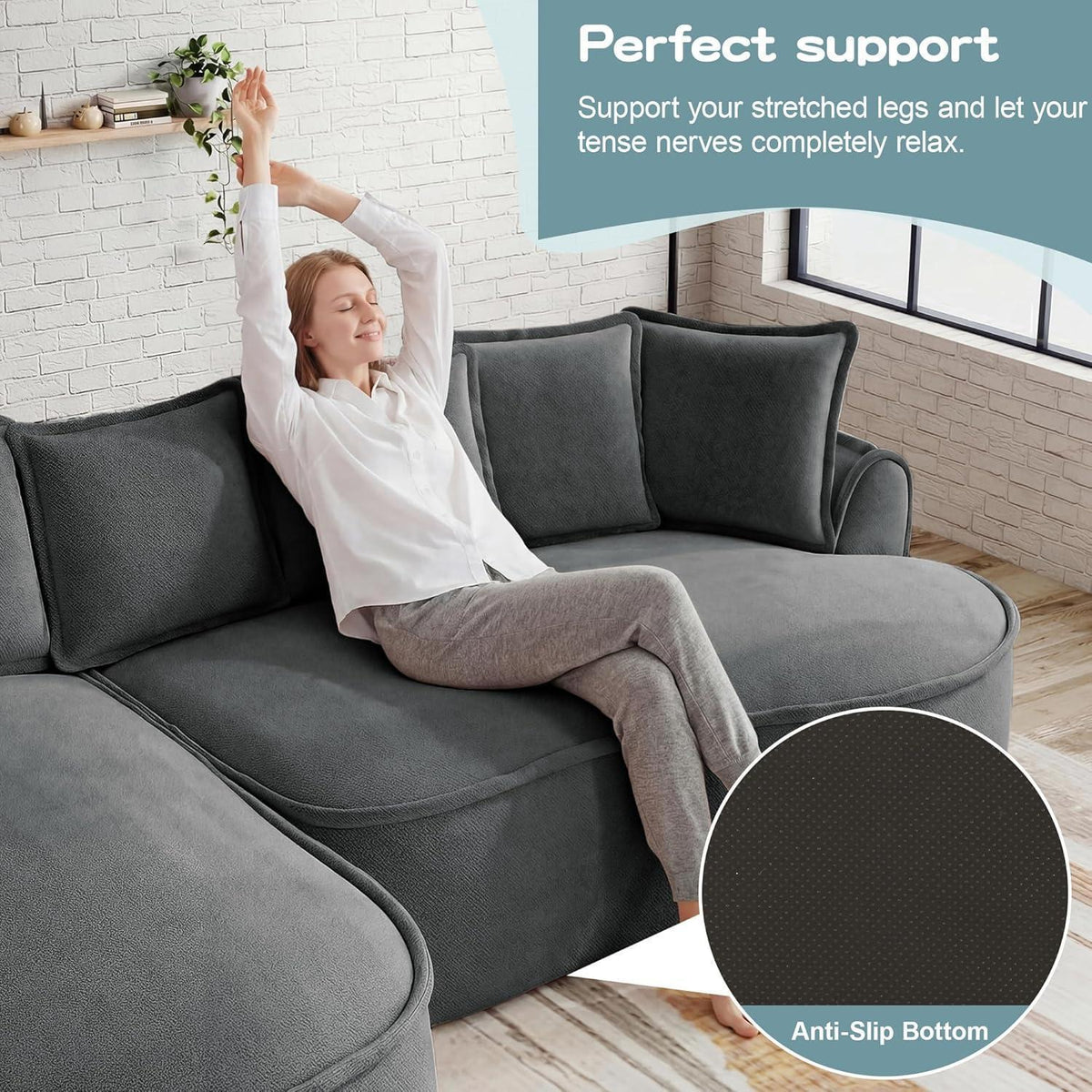 Modulares Chenille Sofa – Tiefes Sitzgefühl & Kein Aufbau