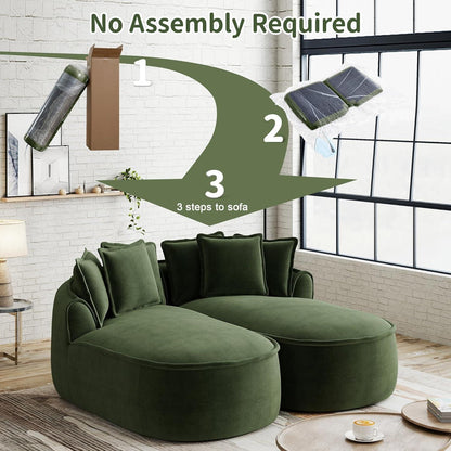 Modulares Chenille-Sofa 2-Sitzer mit Chaiselongue – Grün