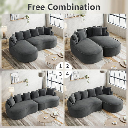 Modulares Sofa Grau – Chenille L-Form mit Chaiselongue