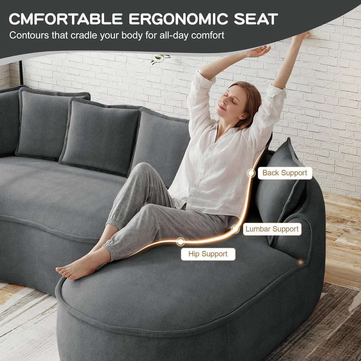 Modulares Sofa Grau – Chenille L-Form mit Chaiselongue
