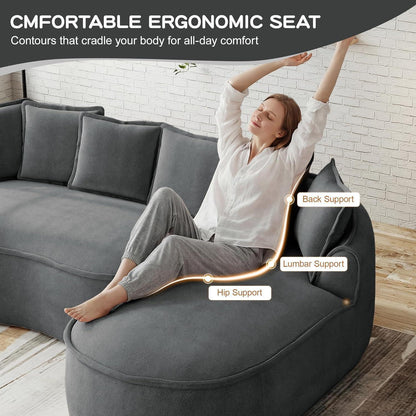 Modulares Sofa Grau – Chenille L-Form mit Chaiselongue