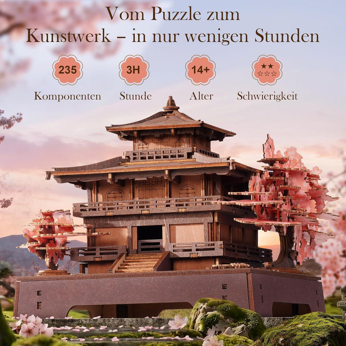 Sakura Pavillon 3D Holzpuzzle – Japanische Architektur zum Selberbauen
