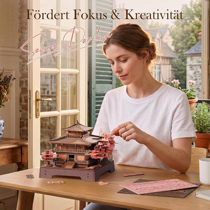 Sakura Pavillon 3D Holzpuzzle – Japanische Architektur zum Selberbauen