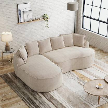 Modulares Chenille Sofa L-Form mit Chaiselongue & Kissen
