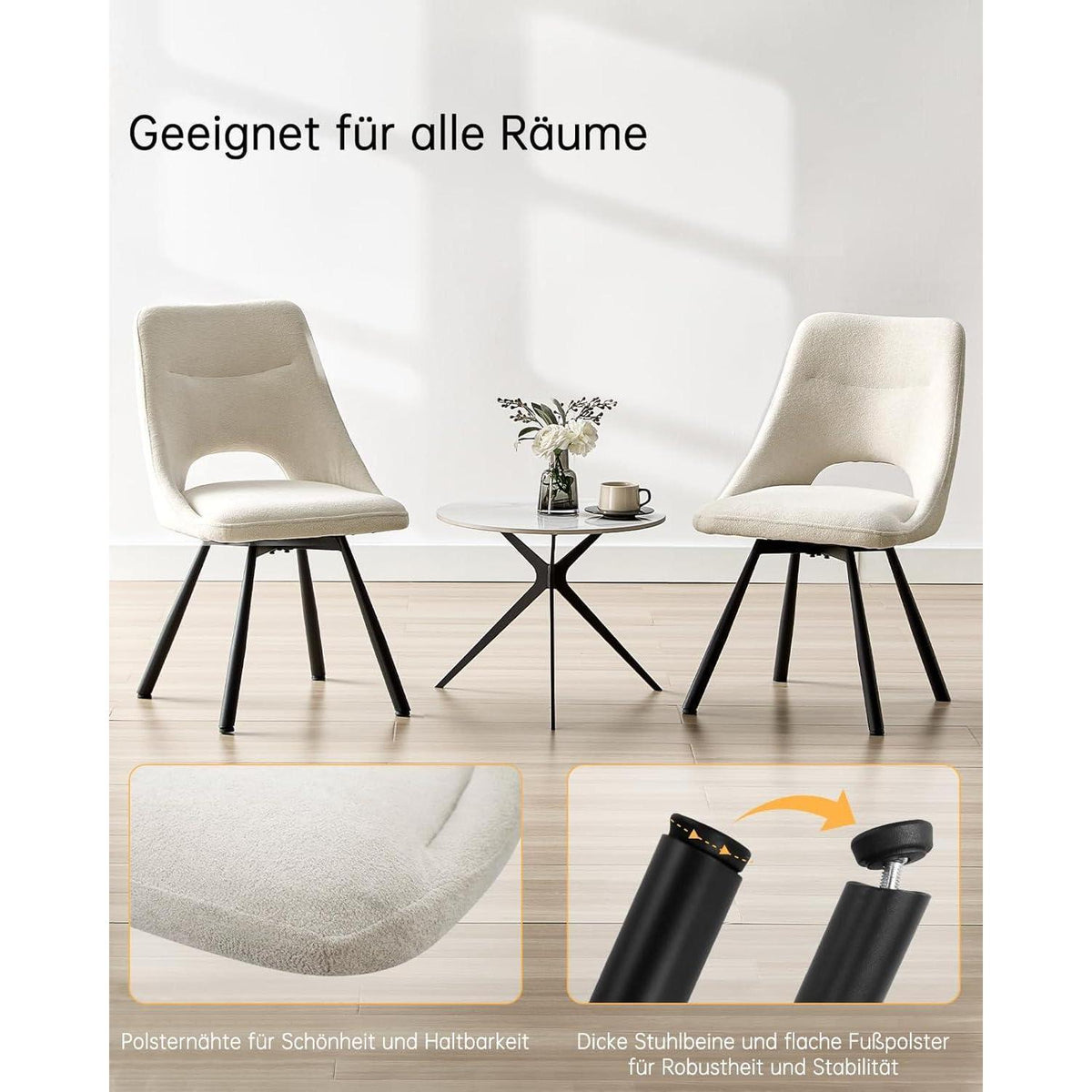 Drehbarer Esszimmerstuhl mit Bezug – Beige