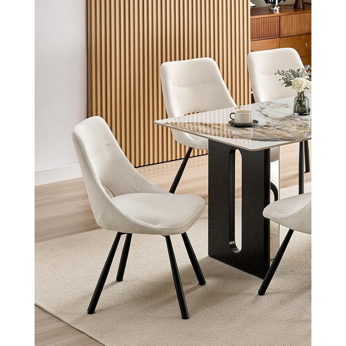 Drehbarer Esszimmerstuhl mit Bezug – Beige