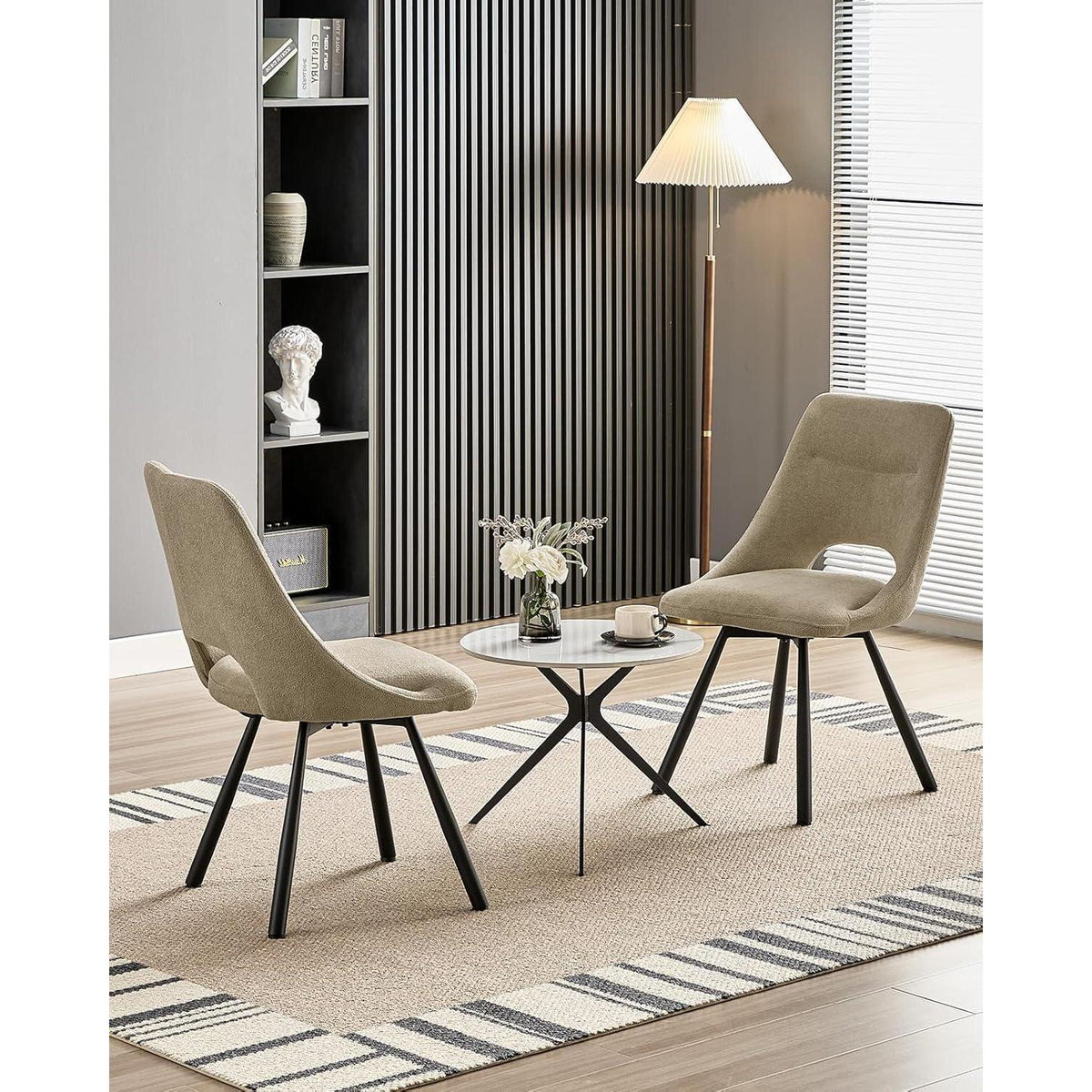 Drehbarer Esszimmerstuhl mit Bezug, Khaki