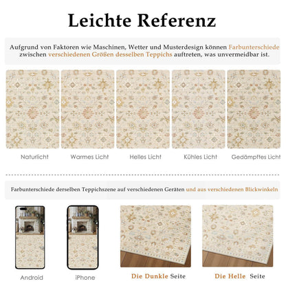 Waschbarer Teppich Wohnzimmer 160x230cm – Hellbeige & Beige Vintage Design