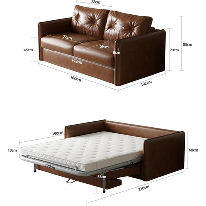 Ausziehbares Schlafsofa 2-Sitzer Braun Lederoptik mit Matratze