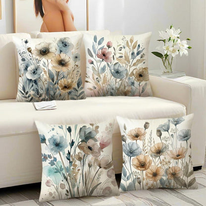 4er-Set Blumen Kissenbezüge 40x40cm - Frühlingsdeko