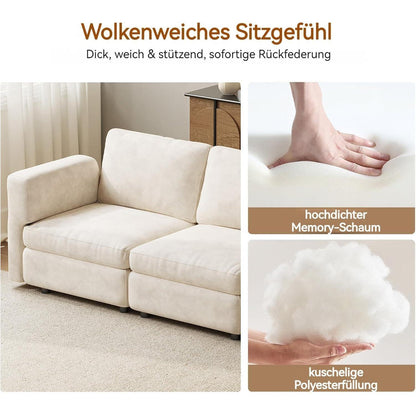 L-Form Ecksofa Stoff 4-Sitzer mit Ottomane & Stauraum