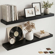 Schweberegale 90cm Schwarz im 2er Set mit rustikaler Holzmaserung