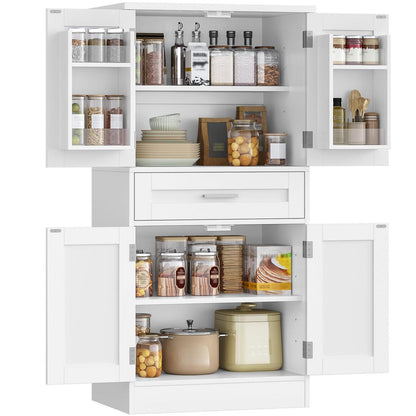 Weißer Buffetschrank mit Regalen & Schublade – Modernes Sideboard
