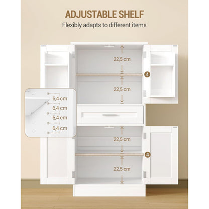 Weißer Buffetschrank mit Regalen & Schublade – Modernes Sideboard