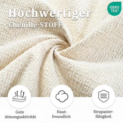 Drehbarer Esszimmerstuhl Set 4er – Cremeweiß, Chenille & Metall