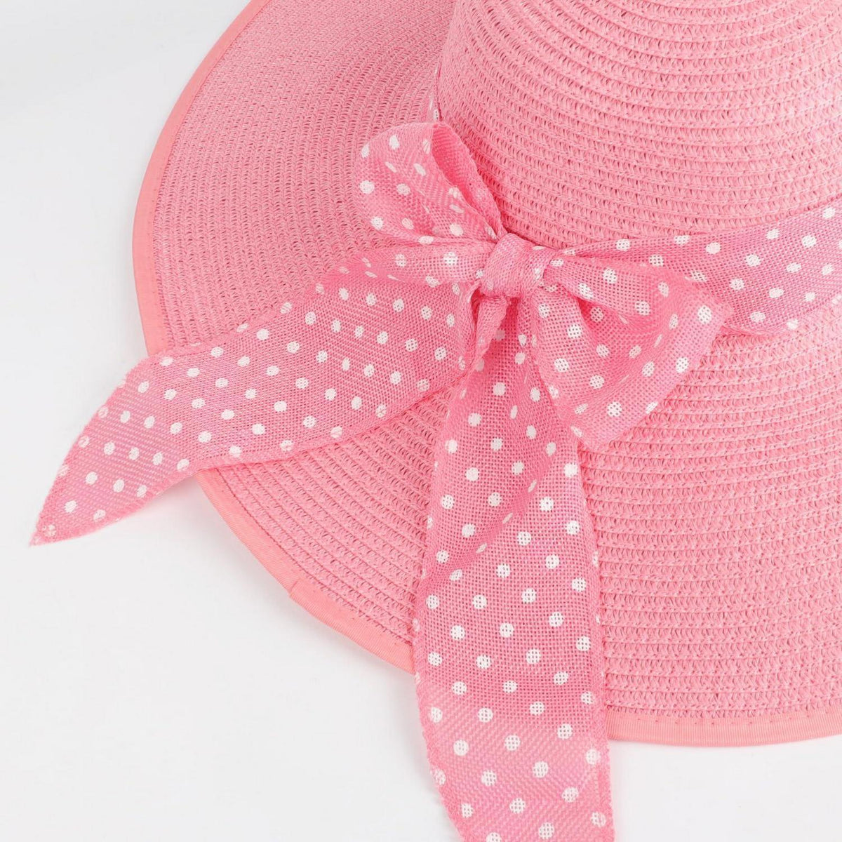 Damen Strohhut mit Breiter Krempe, Pink Ribbon, Faltbar
