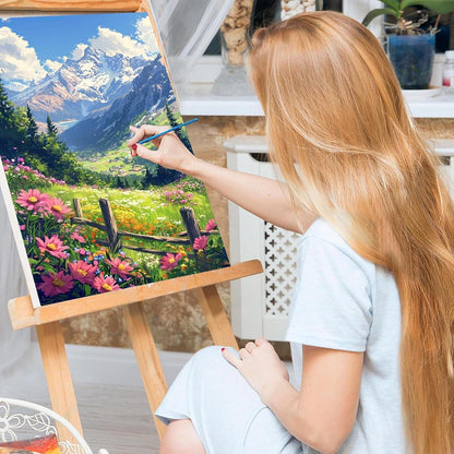 Malen nach Zahlen Berge mit Rahmen – Landschaftsbild DIY Set