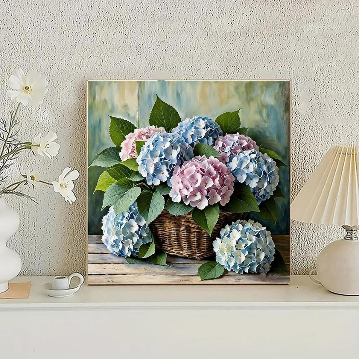 Malen nach Zahlen Erwachsene - Blumenkorb mit Hortensie